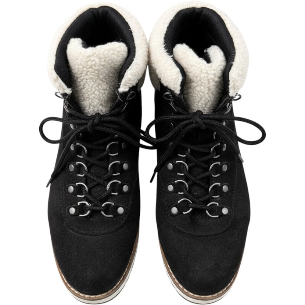 Black Faux Suede Shearling Trim Lace Up Hiking Boots Stone
Mountain size 8.5